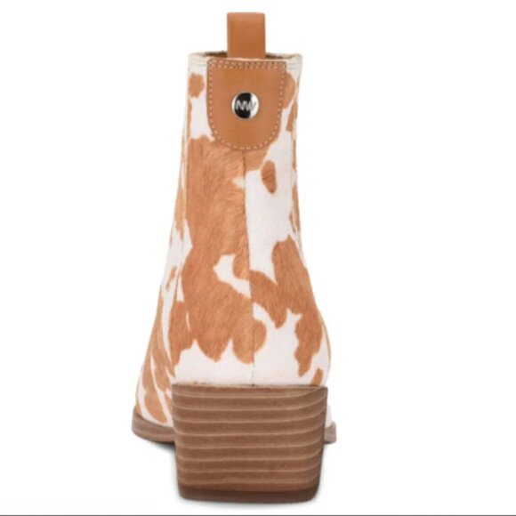 NWT Nine West Applez Southwestern Boho Ankle Bootie Tan Cow Print Size 7 - Picture 3 of 3